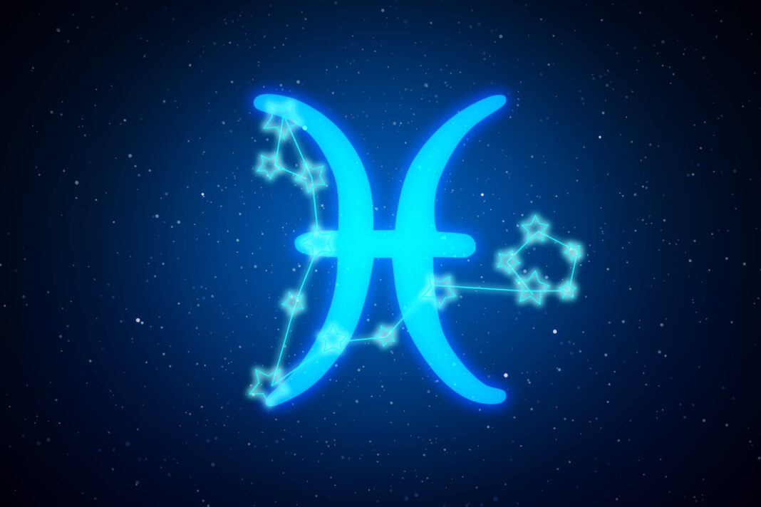 blue pisces sign with constellation blue pisces sign with constellation