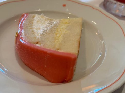 Principessa cake featured in Miami Envy Magazine's Sant Ambroeus dining story