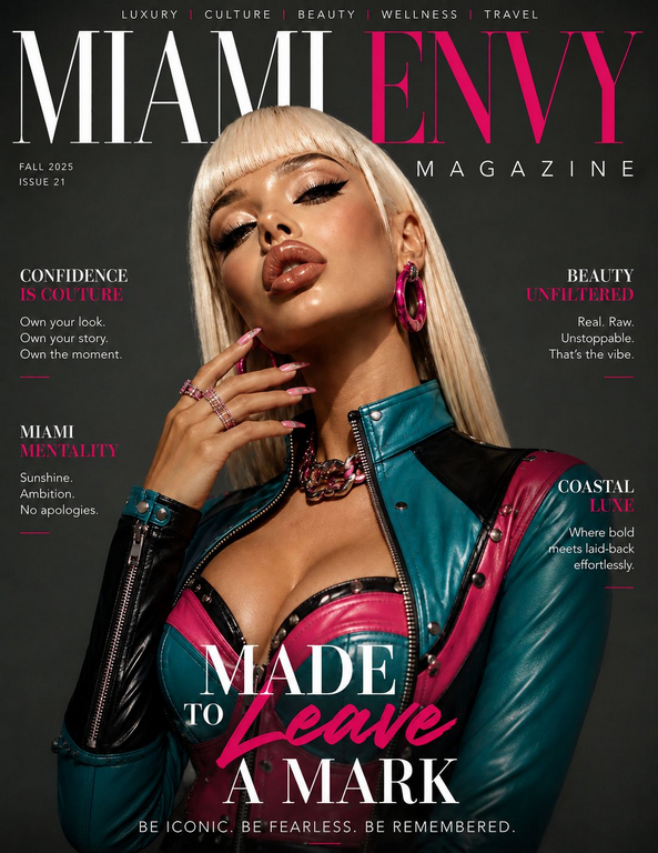 Unique beauty editorial cover with bold couture styling