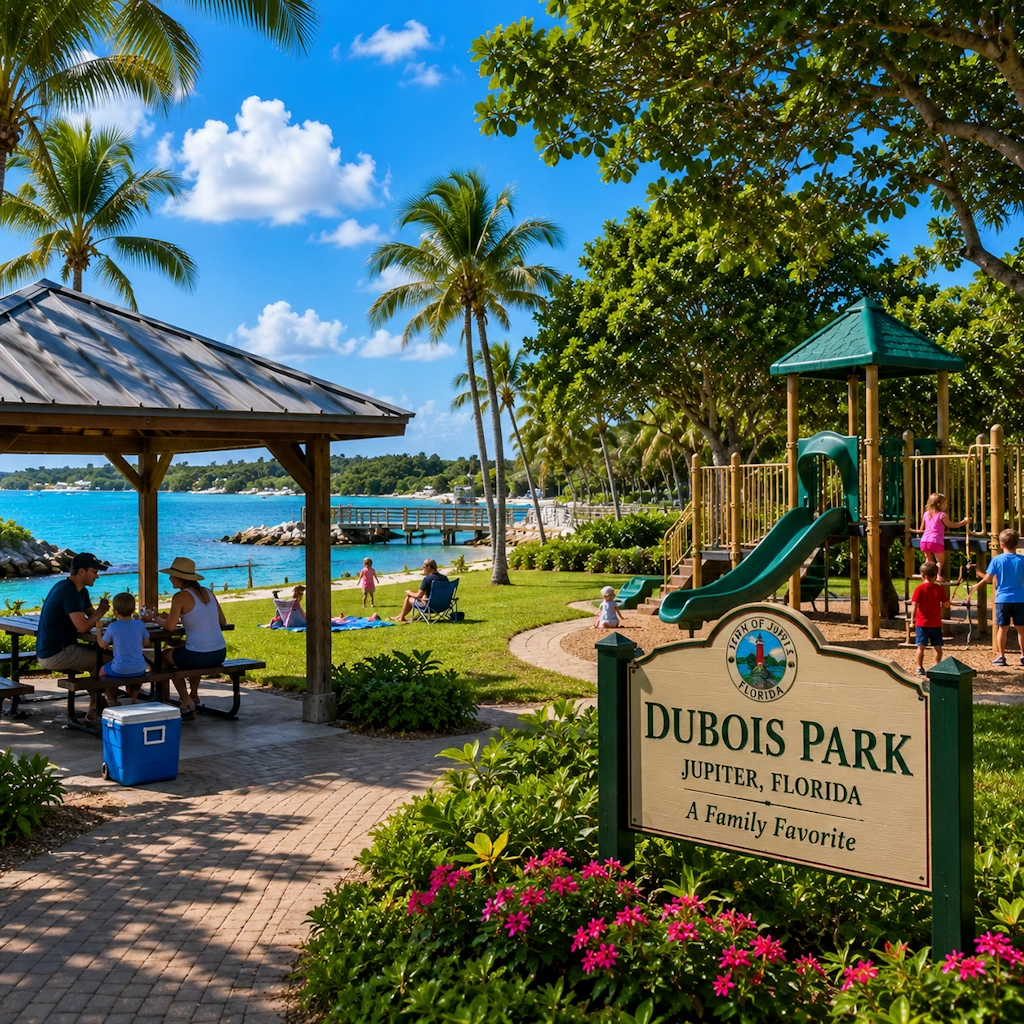 Picnic area and pavilion at Dubois Park Jupiter Florida