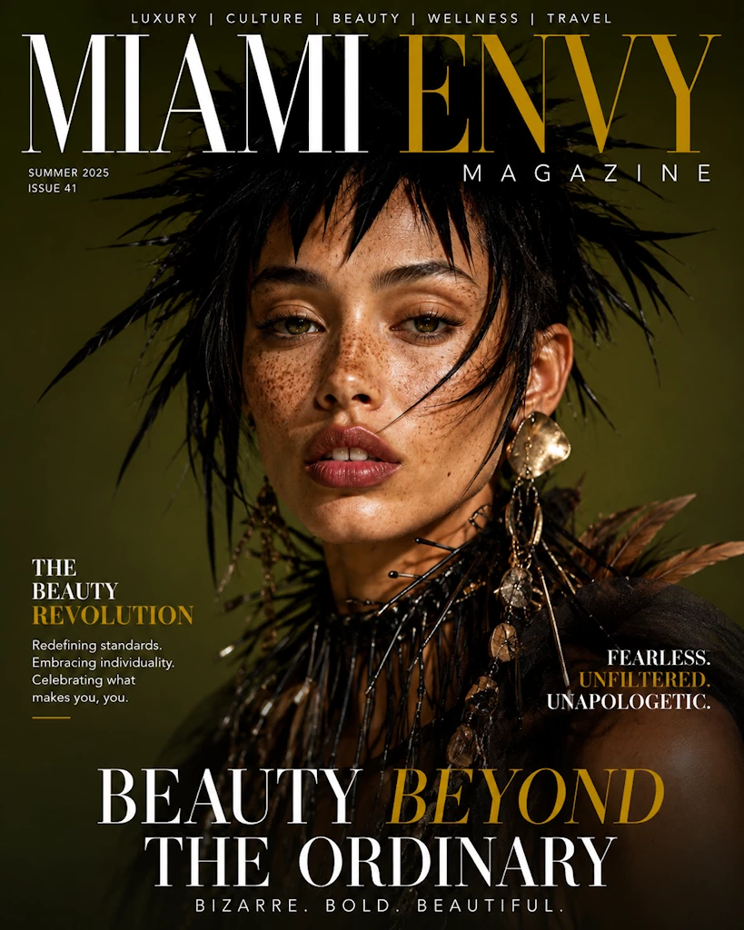 Avant-garde couture beauty portrait for Miami Envy Magazine