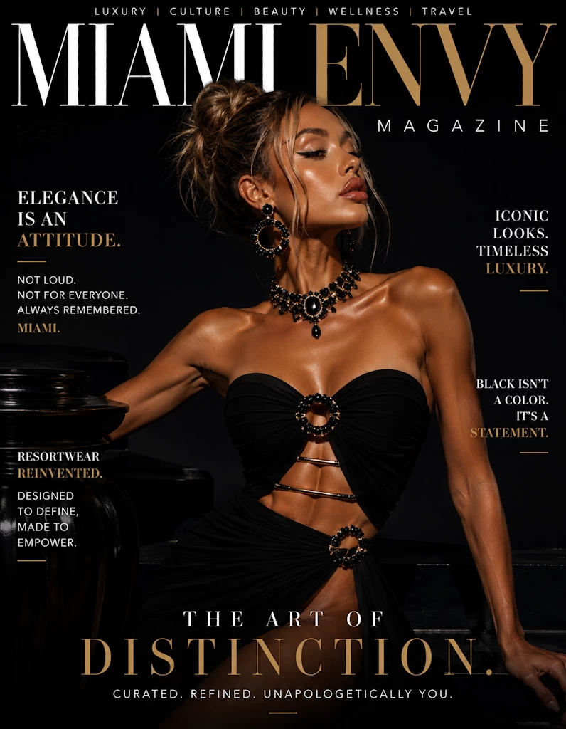Luxury Miami resortwear cover with couture styling
