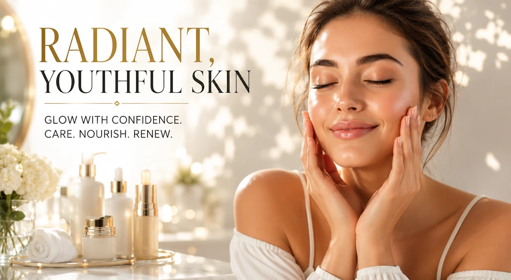 Radiant youthful skin beauty routine