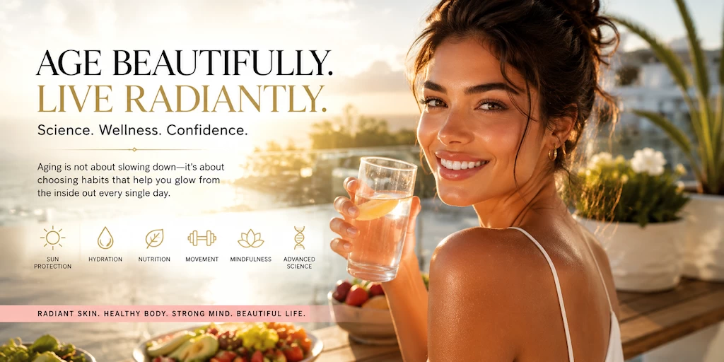 Radiant youthful skin and healthy aging lifestyle