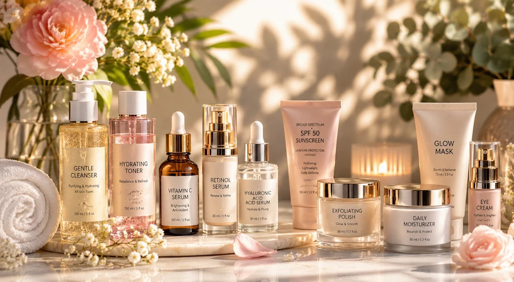 Luxury skincare products for glowing skin