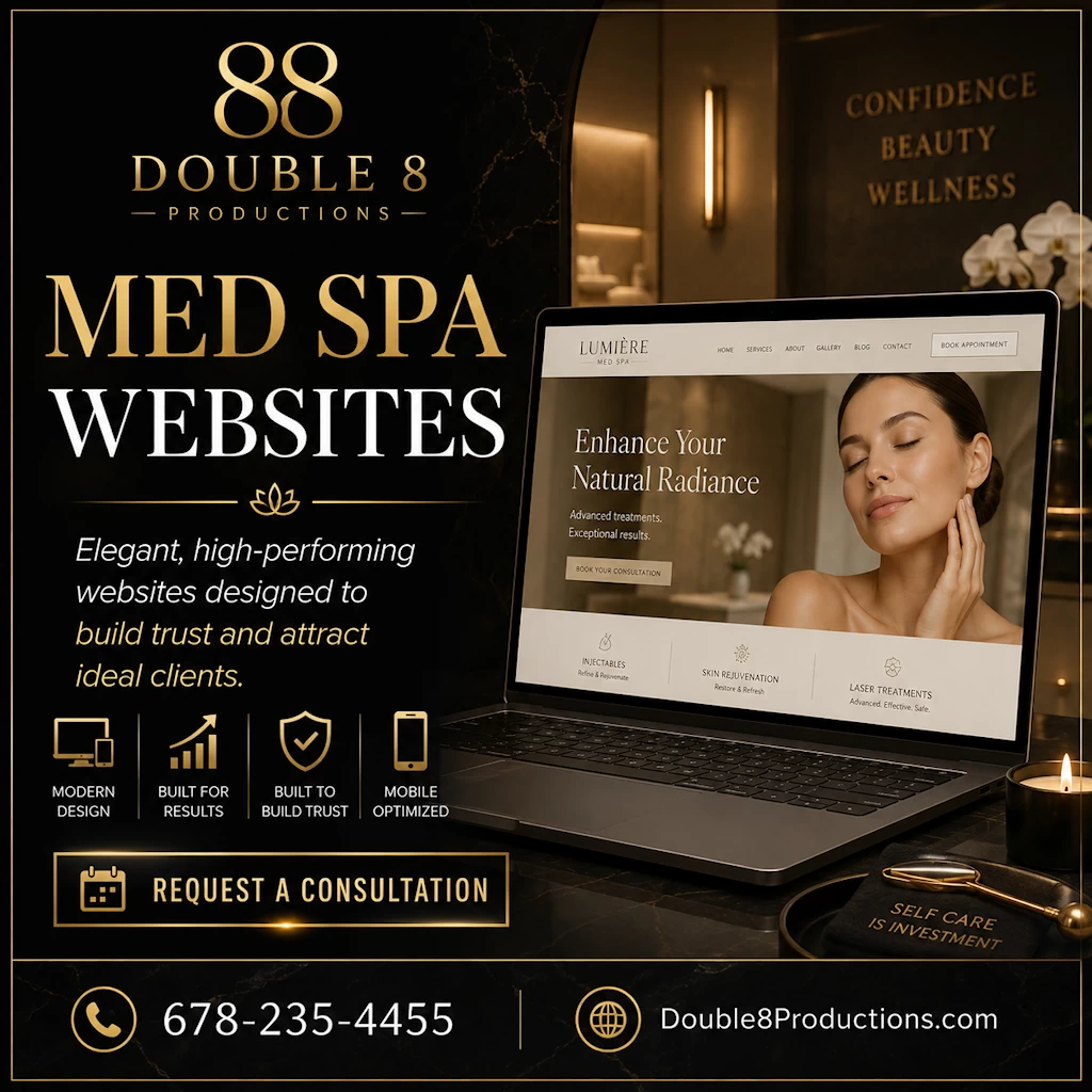 Elegant med spa web design for Florida practices by Double 8 Productions