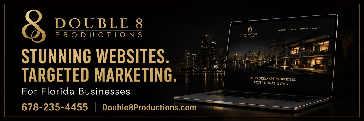 Double 8 Productions website design and targeted marketing campaigns for Florida businesses